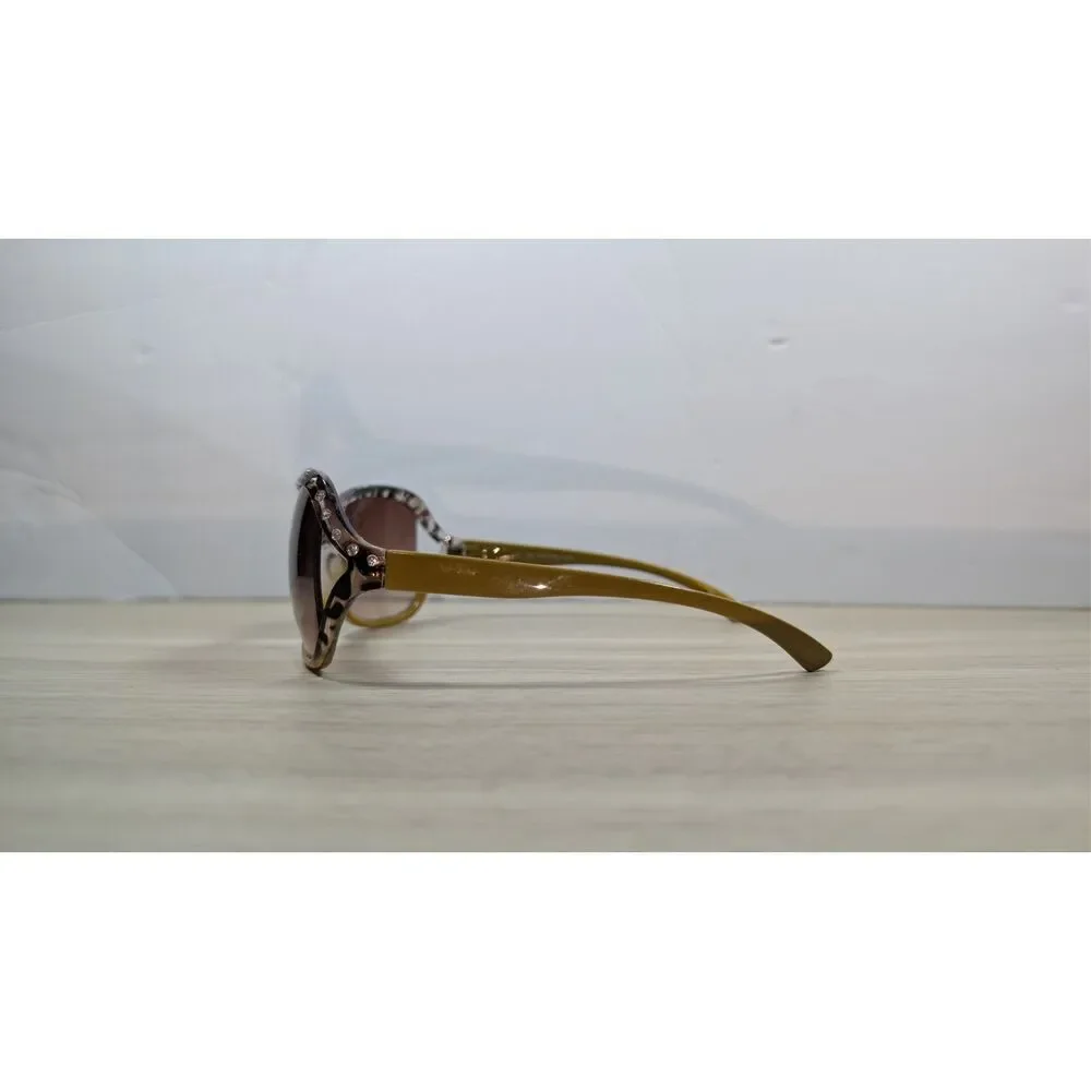 Oversized Leopard Print Glam Sunglasses Brown Gradient Lens
